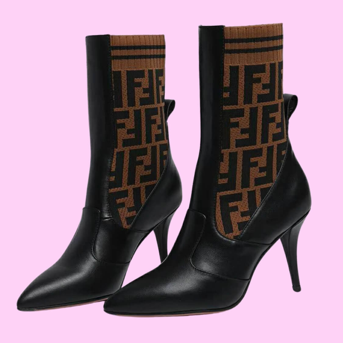 Heel Stretch Fabric Logo Silhouette Ankle Boots
