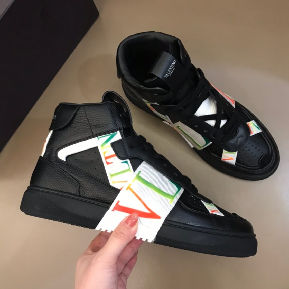 High Top Colored Logo Sneakers 