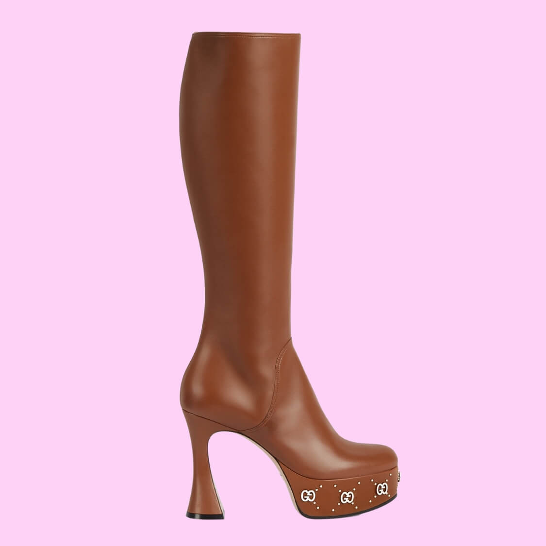 Knee High Platform Boot With Silver GG Studs 