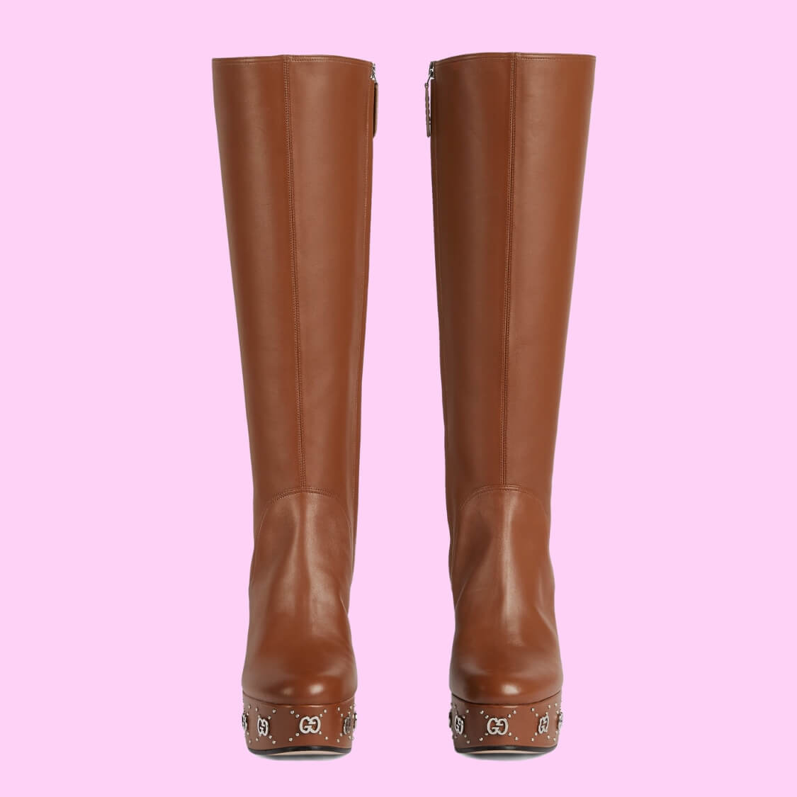 Knee High Platform Boot With Silver GG Studs 