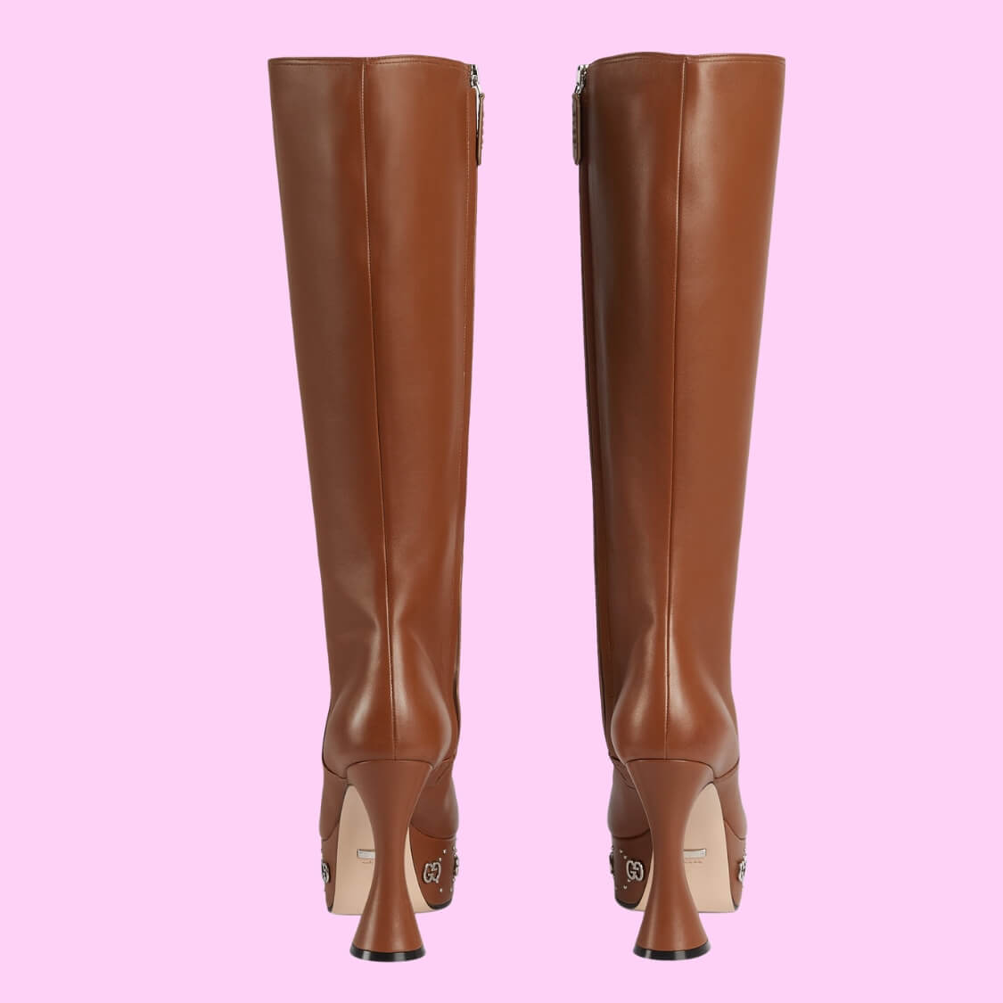 Knee High Platform Boot With Silver GG Studs 