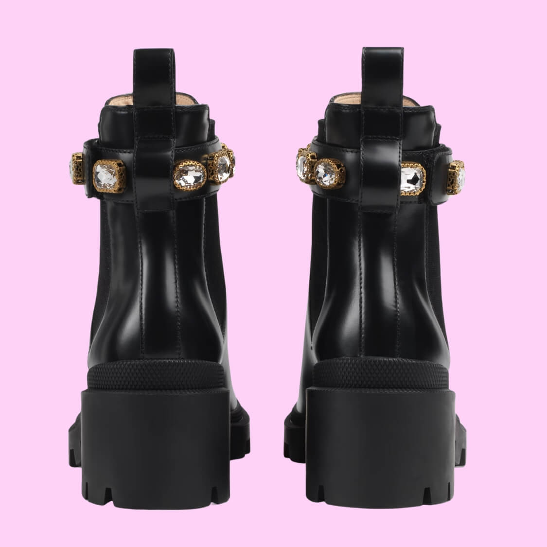 Leather Ankle Boots With Gem Belt 