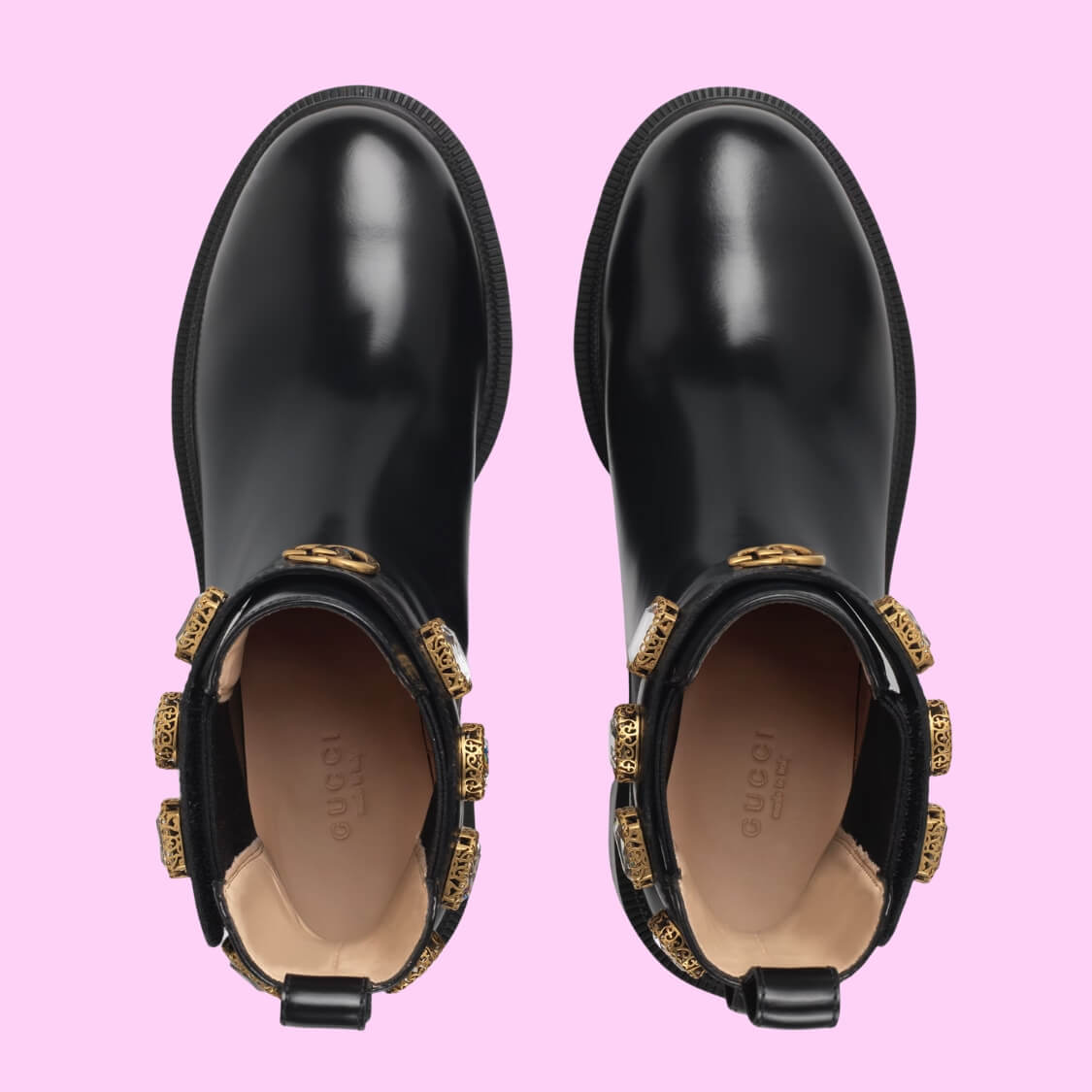 Leather Ankle Boots With Gem Belt 