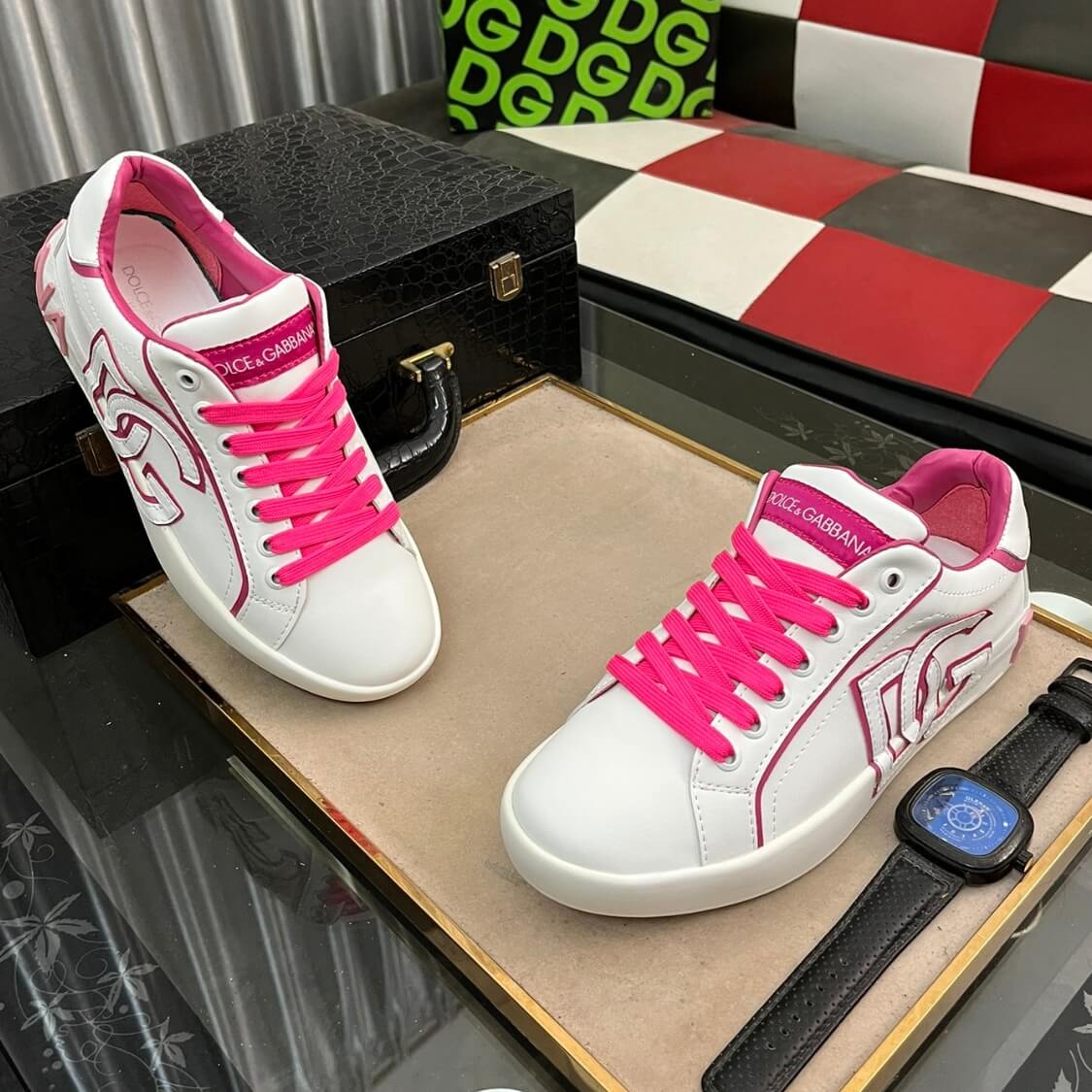 Leather Monogram Skater Sneakers