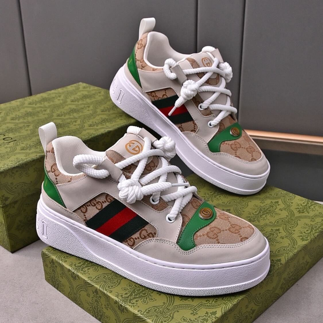 Low Top G Web Monogram Sneakers
