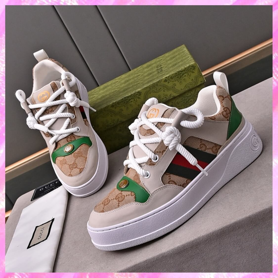Low Top G Web Monogram Sneakers