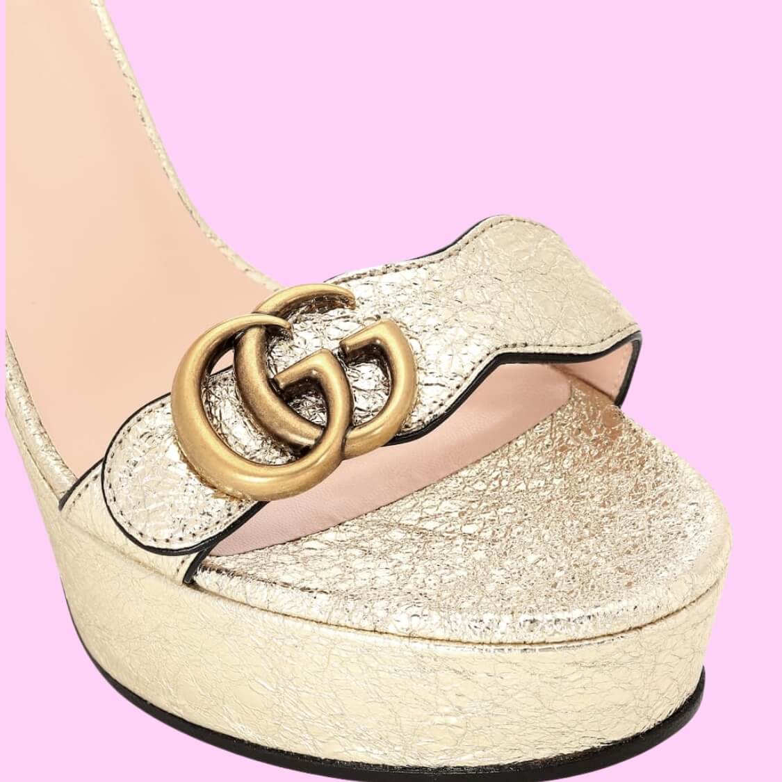 Marmont Metallic Leather Platform Sandals