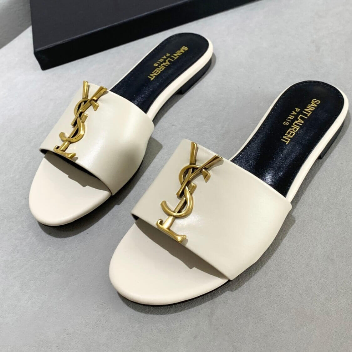 Metal Logo Flat Mule Sandals