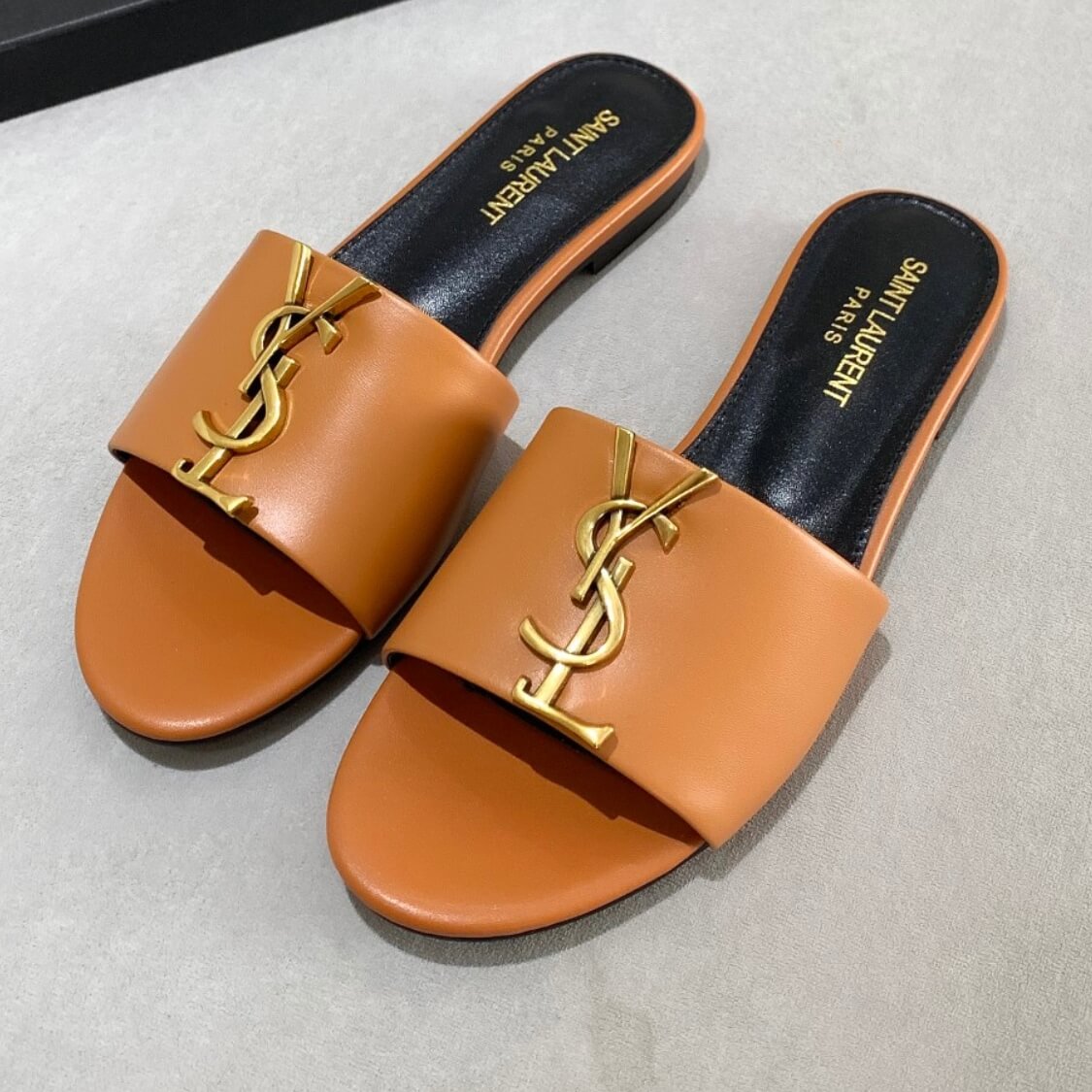 Metal Logo Flat Mule Sandals 