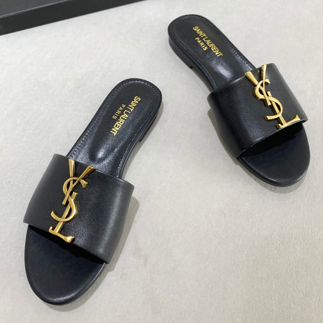 Metal Logo Flat Mule Sandals