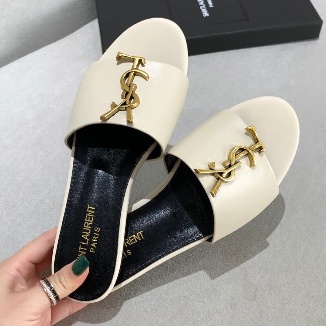 Metal Logo Flat Mule Sandals 