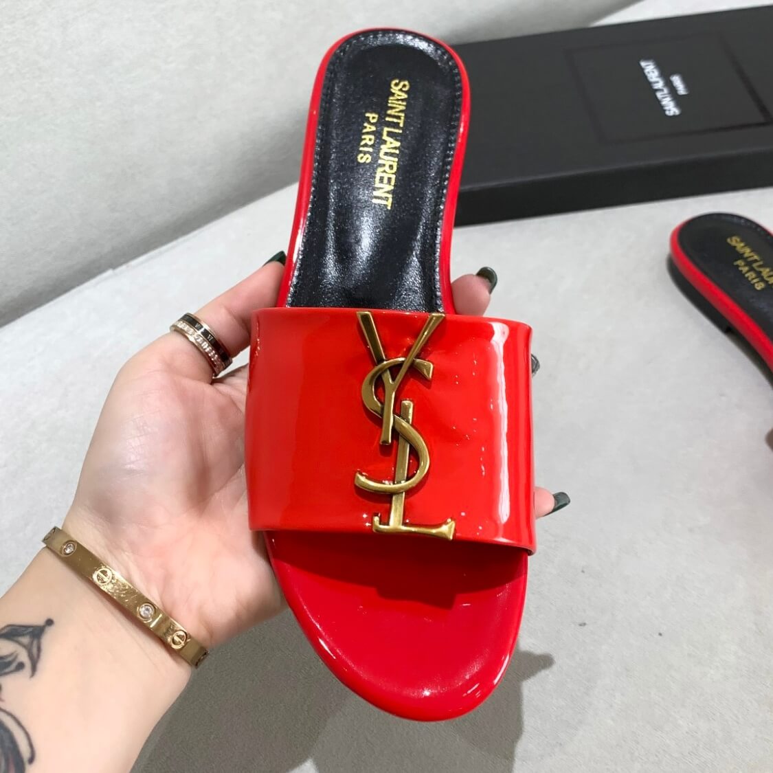 Metal Logo Flat Mule Sandals 