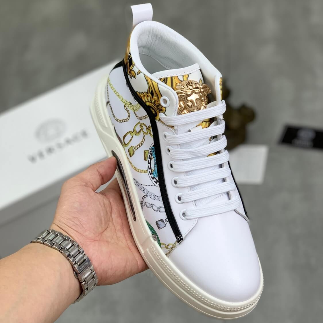 Mid Top Baroque Chain Sneakers