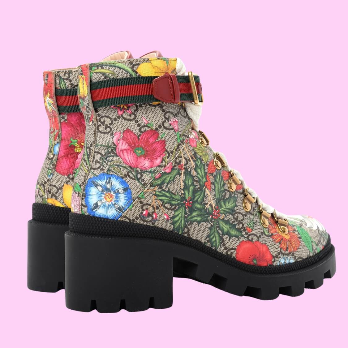 Monogram Flora Combat Ankle Boots