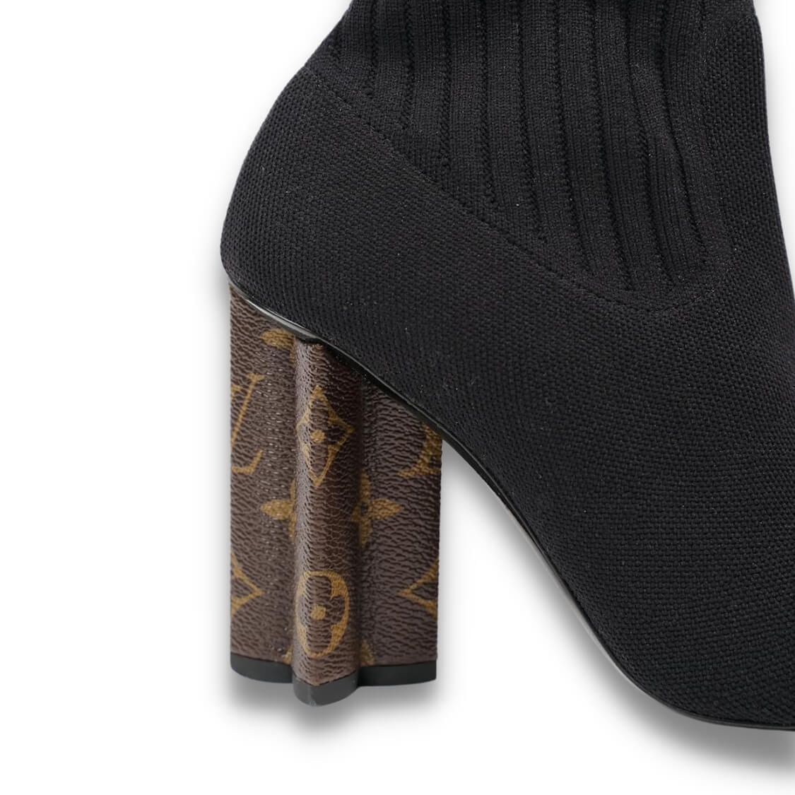 Monogram Heel Stretch Fabric Silhouette Ankle Boots