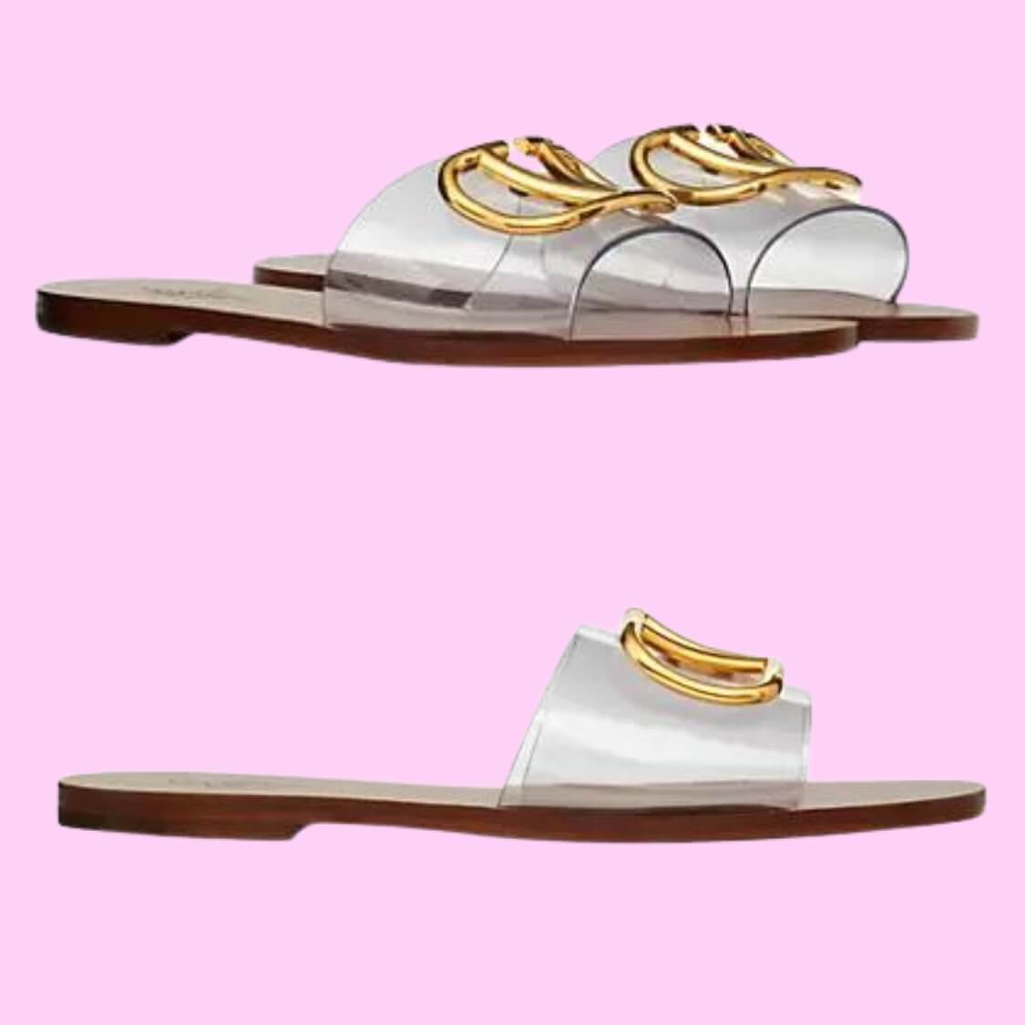 Monogram Plaque Slip-On Sandals 