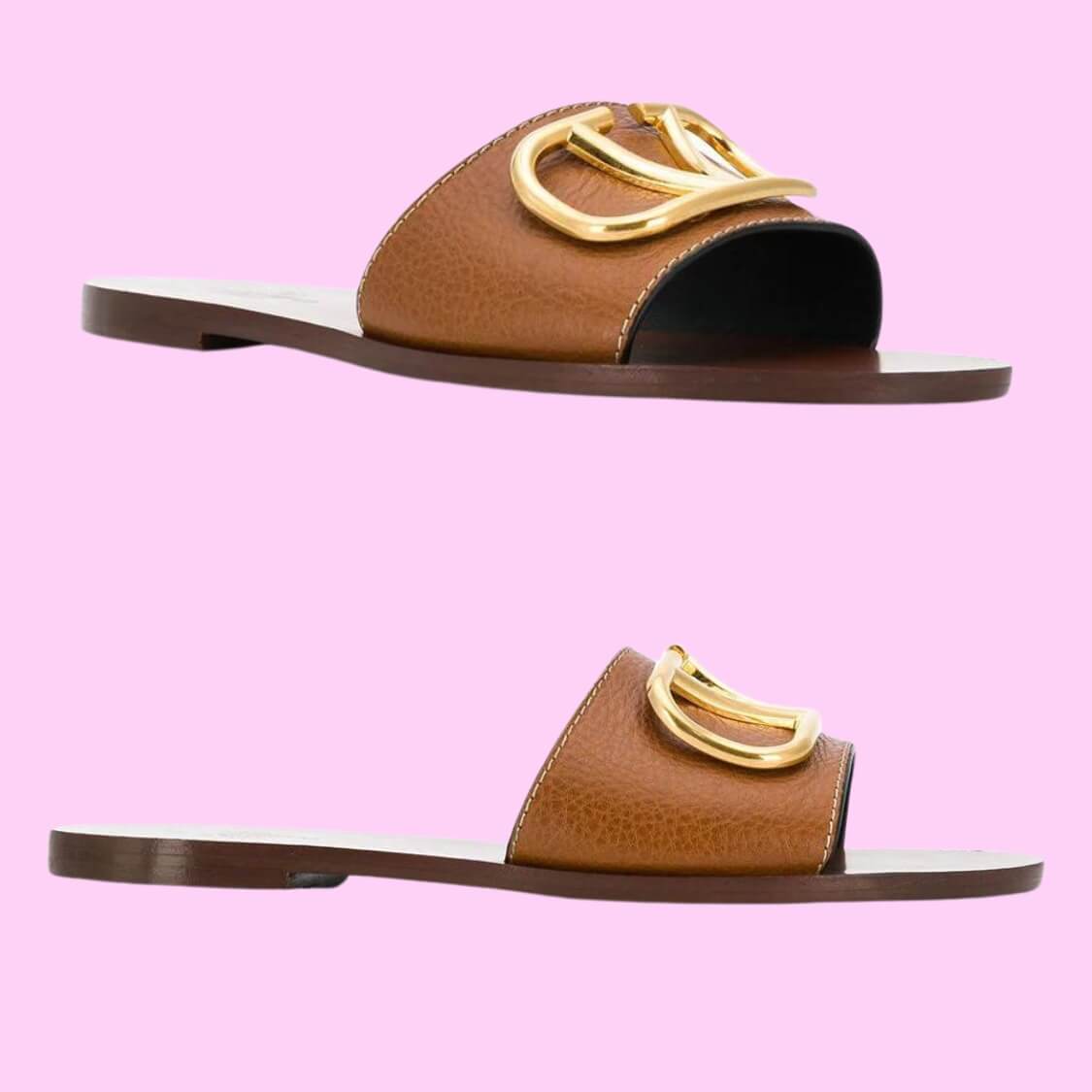 Monogram Plaque Slip-On Sandals