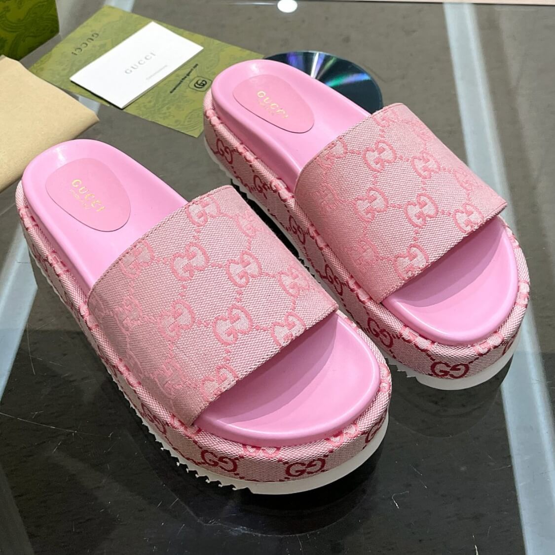 Monogram Platform Mule Slide Sandals 