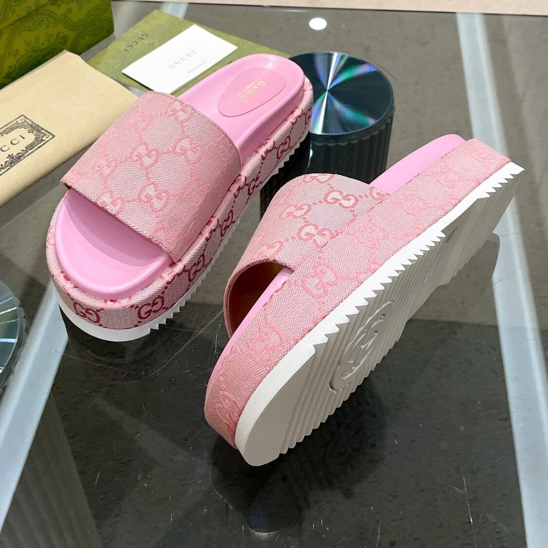 Monogram Platform Mule Slide Sandals 