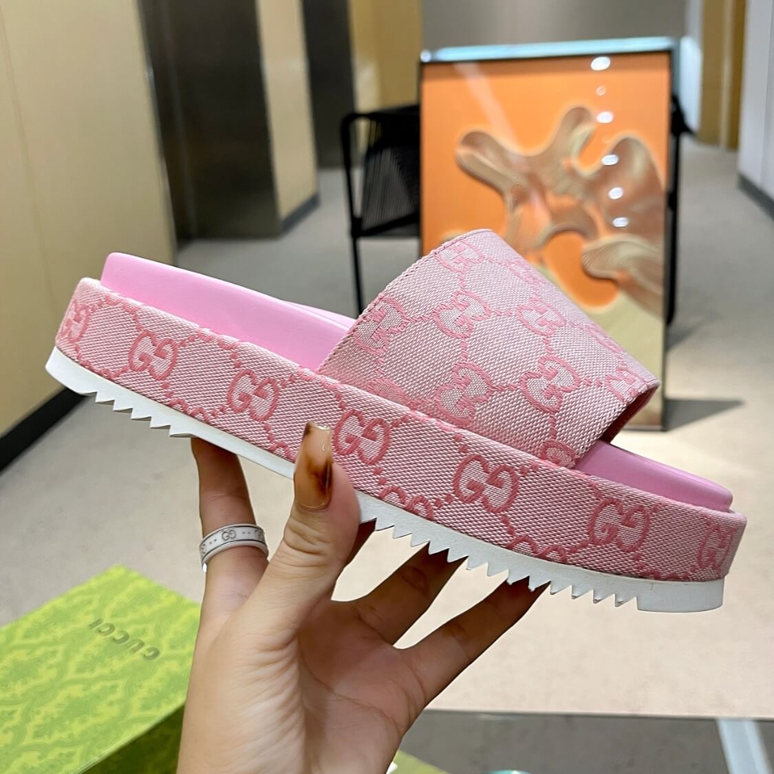 Monogram Platform Mule Slide Sandals 