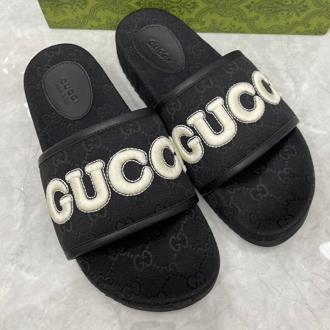 Monogram Platform Slide Sandals 