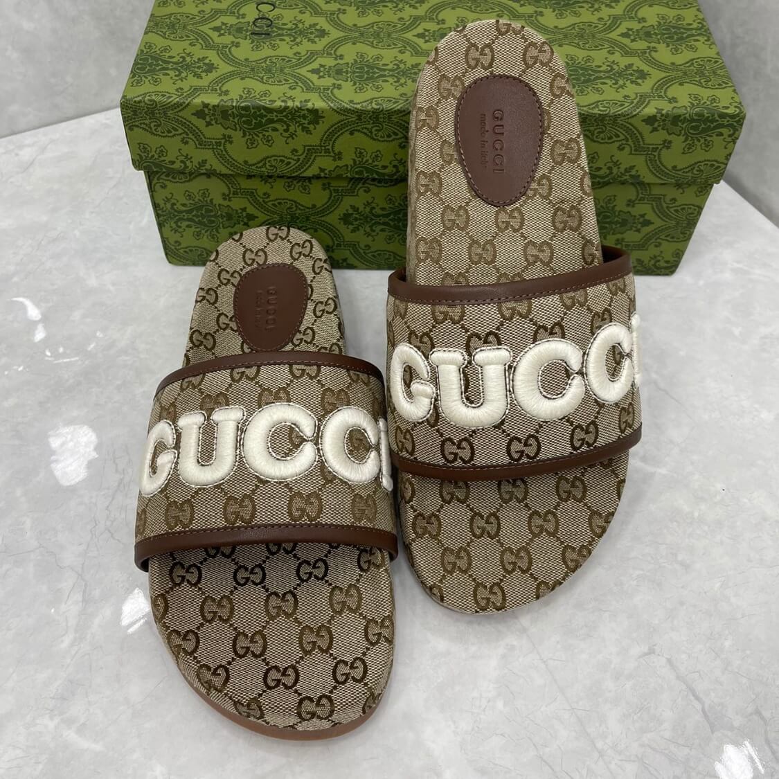 Monogram Platform Slide Sandals 