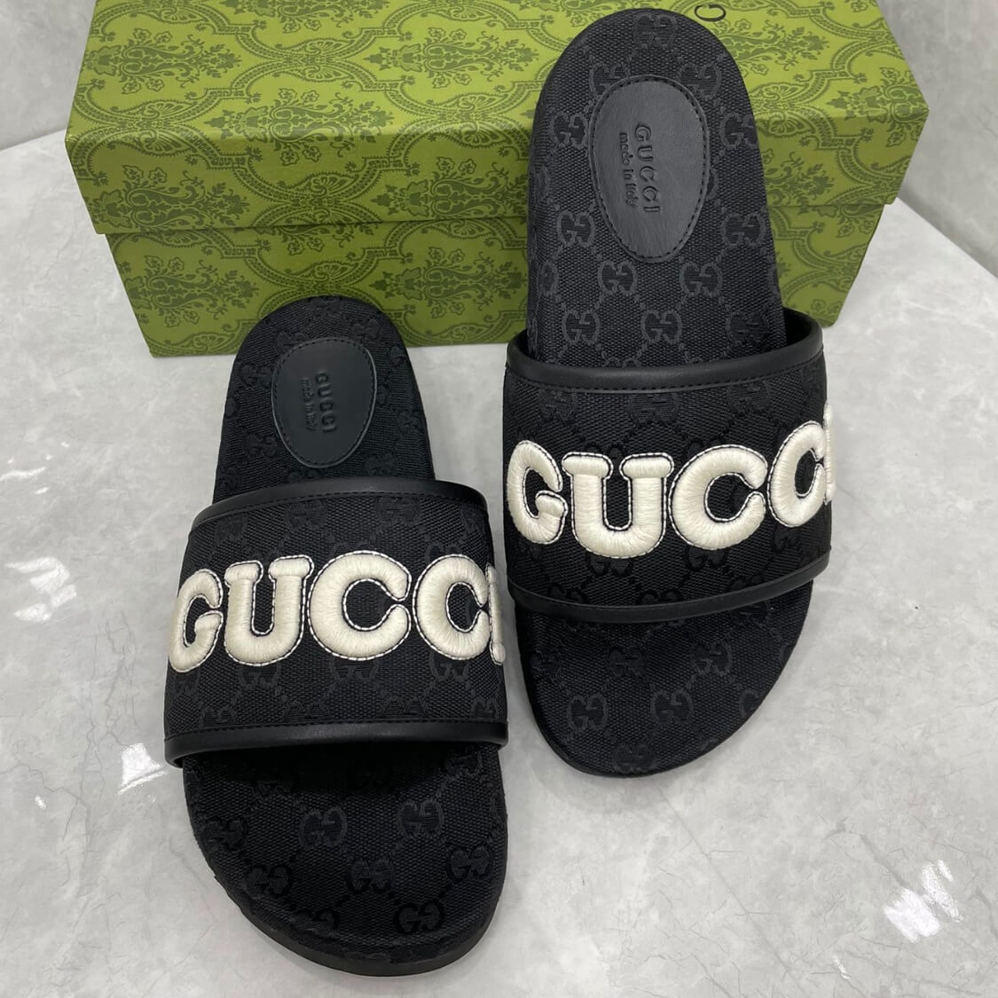 Monogram Platform Slide Sandals 