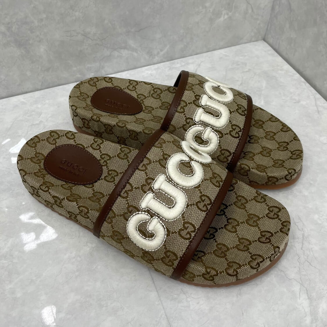 Monogram Platform Slide Sandals 