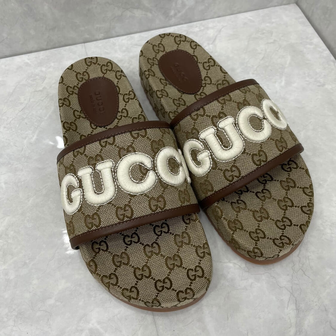 Monogram Platform Slide Sandals 