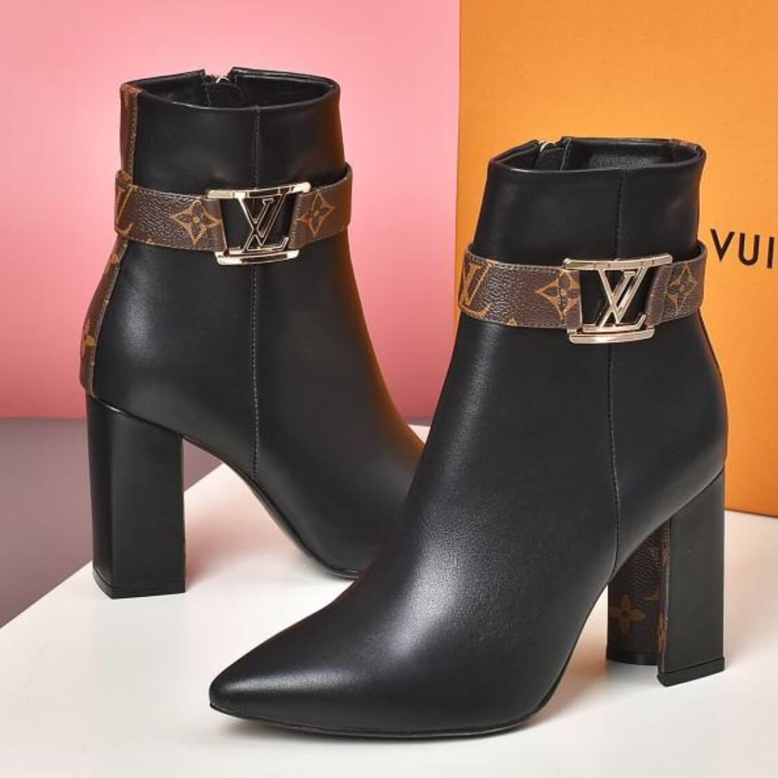 Monogram Strap Ankle Boots