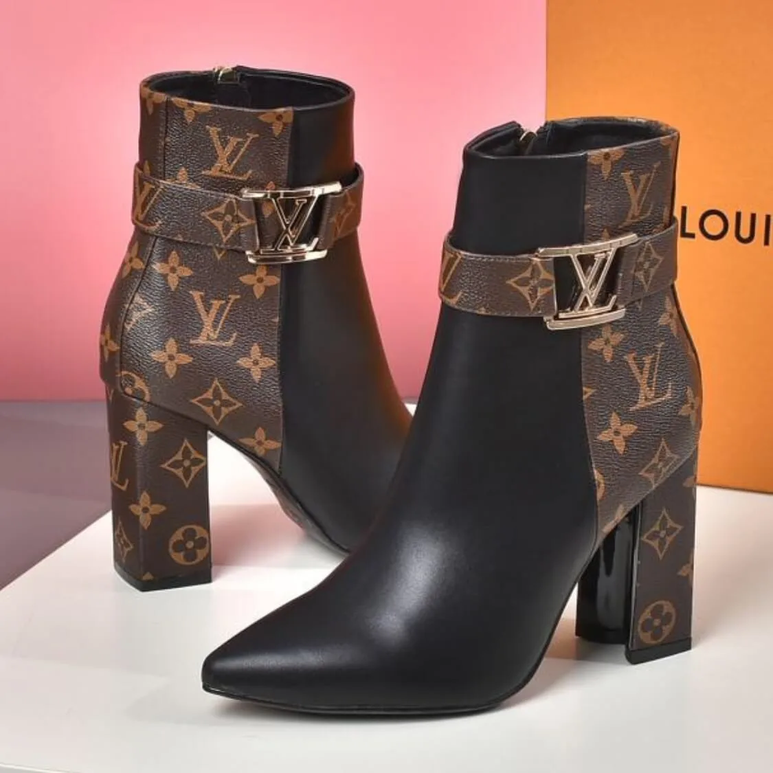 Monogram Strap Ankle Boots