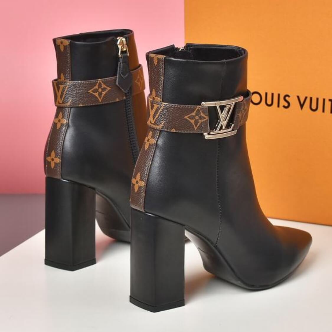 Monogram Strap Ankle Boots
