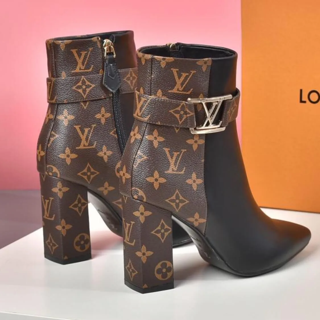 Monogram Strap Ankle Boots