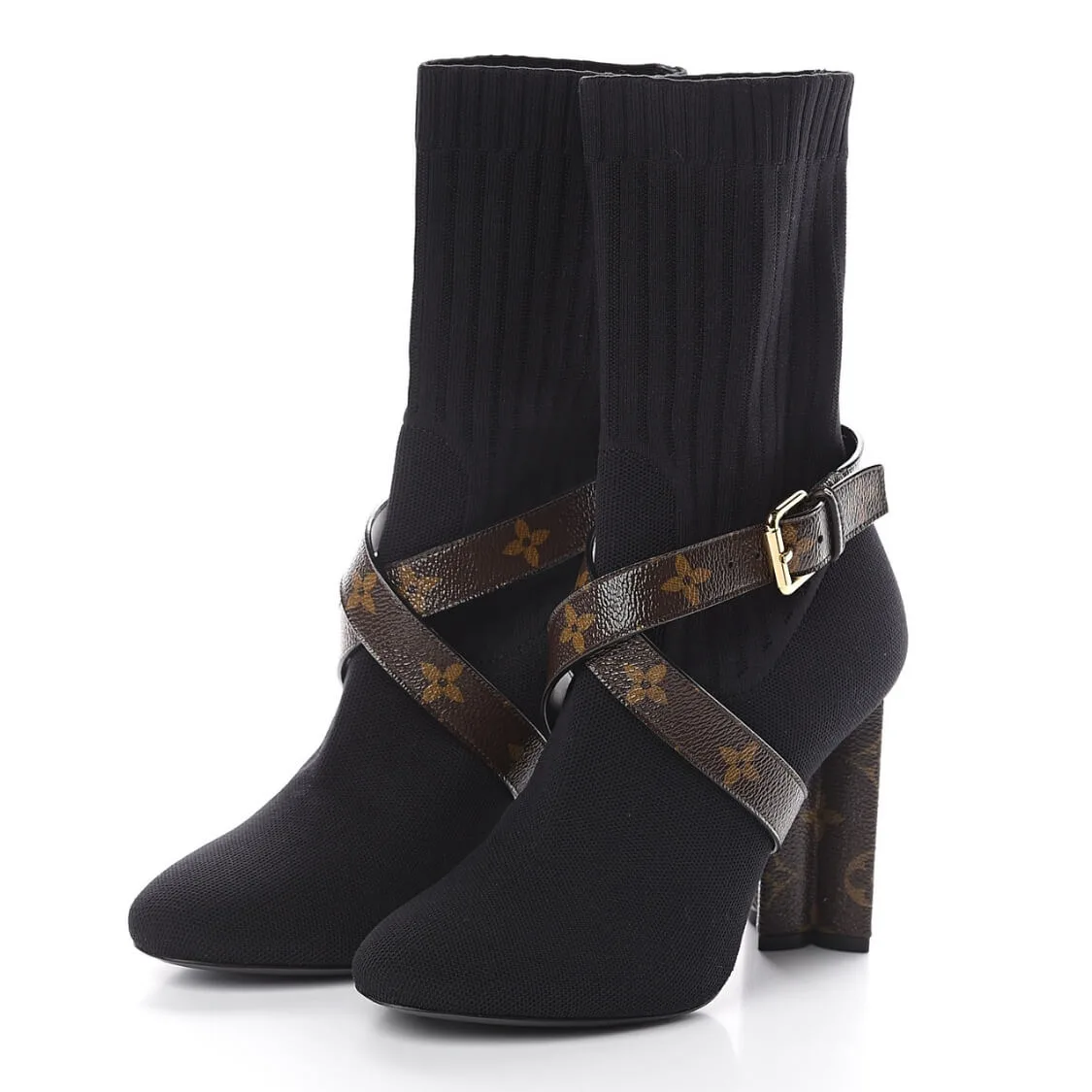 Monogram Stretch Fabric Silhouette Ankle Boots