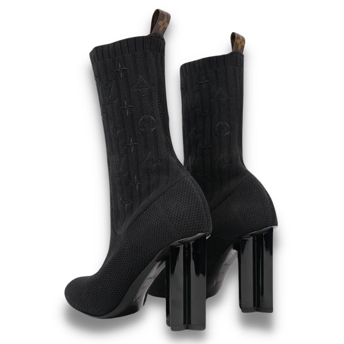 Monogram Stretch Fabric Silhouette Ankle Boots Black