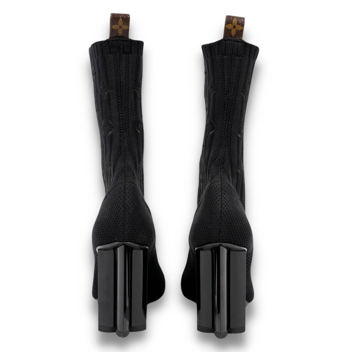 Monogram Stretch Fabric Silhouette Ankle Boots Black