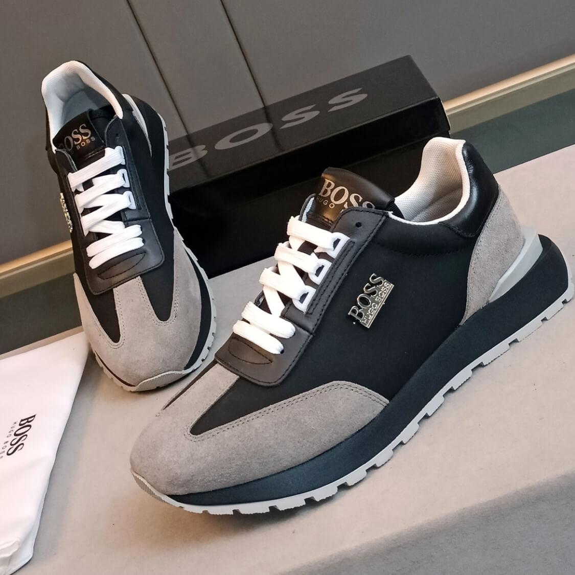 Monogram Suede Leather Nylon Sneakers