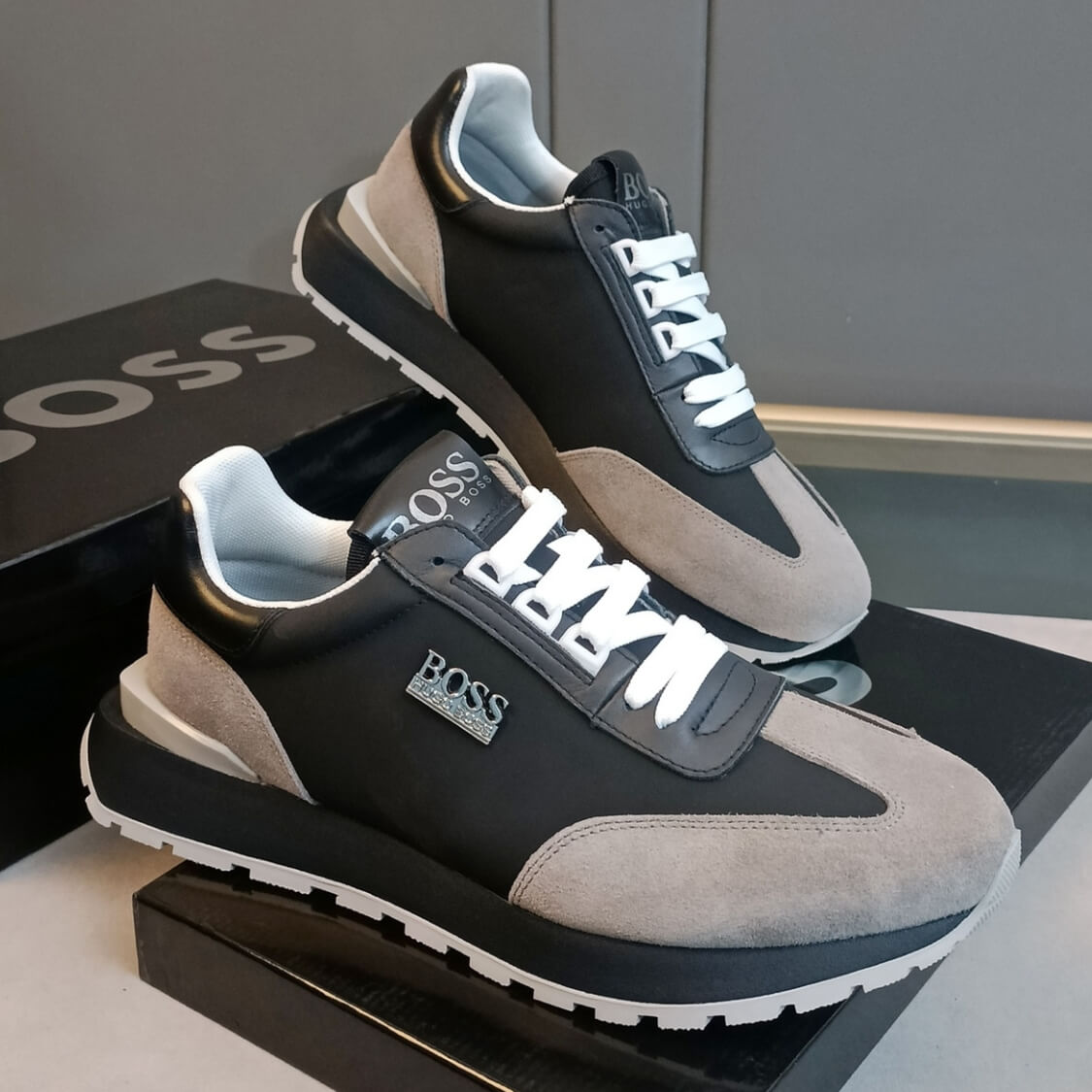 Monogram Suede Leather Nylon Sneakers