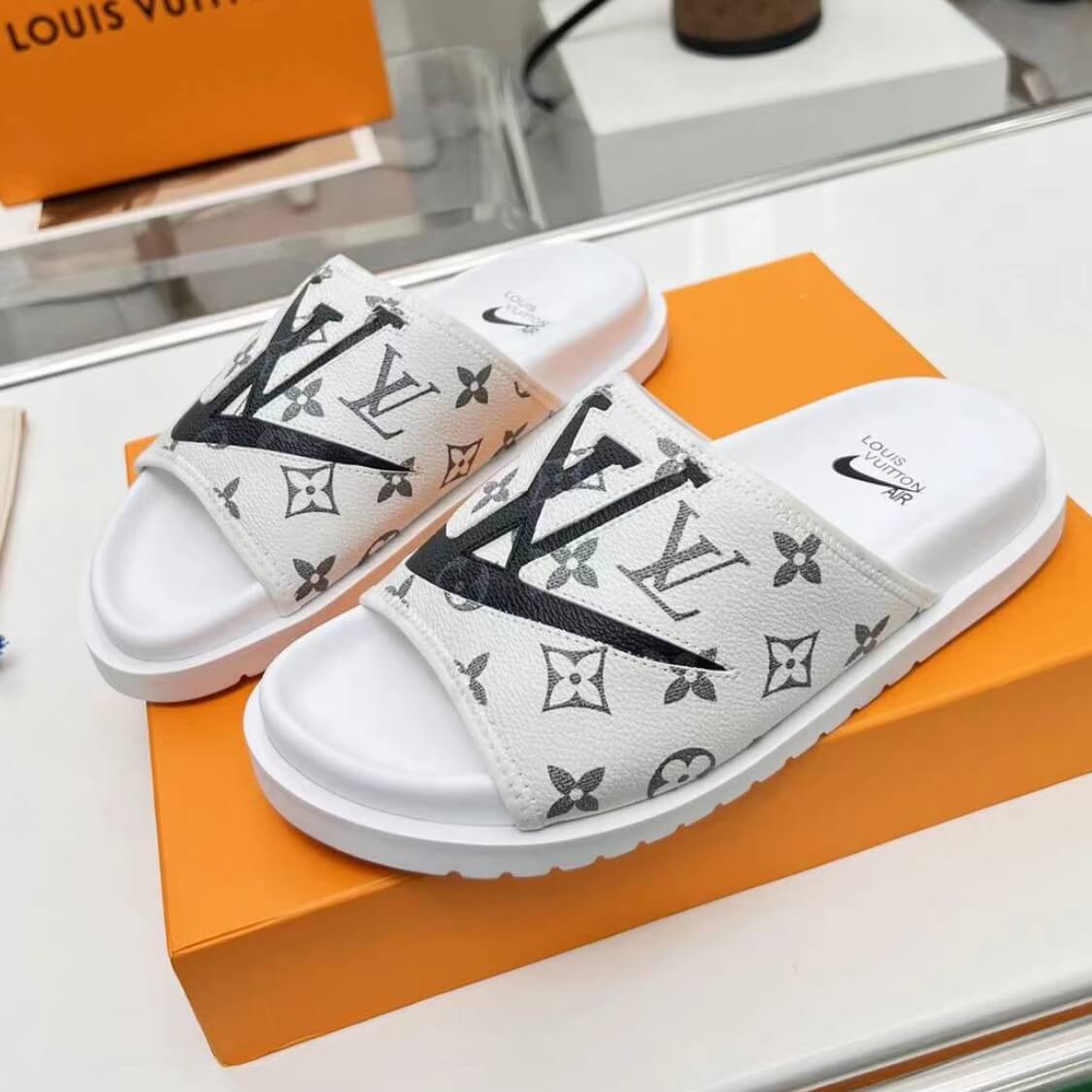 Monogram Swoosh Slide Sandals 