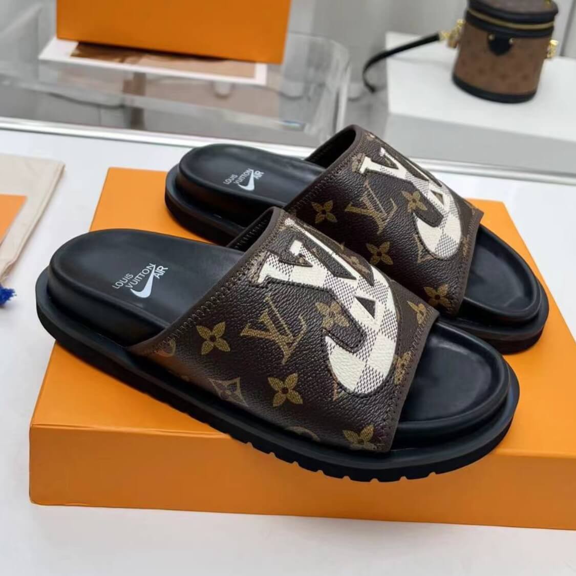 Monogram Swoosh Slide Sandals