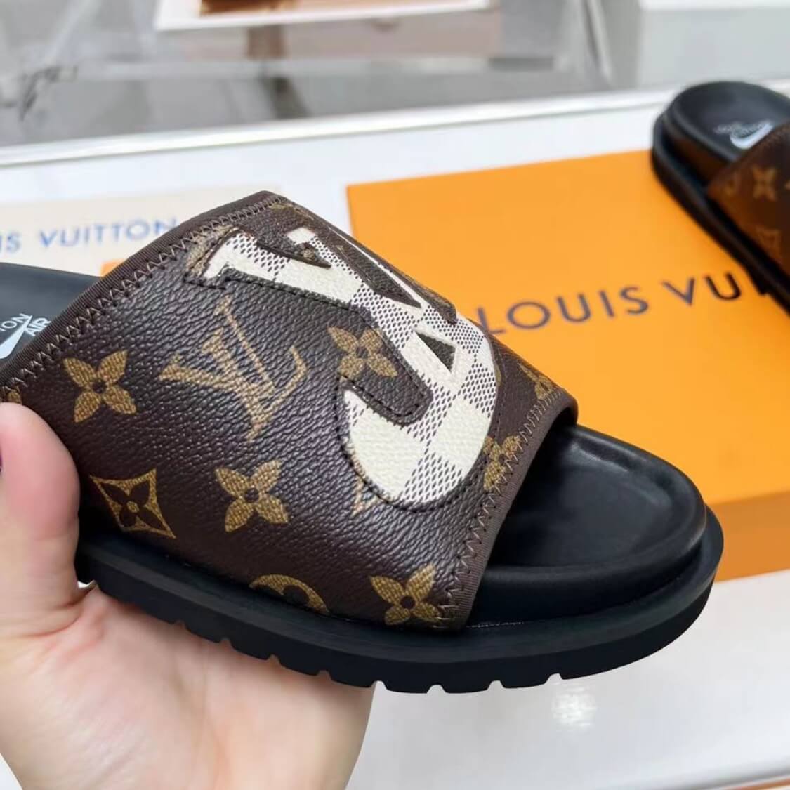 Monogram Swoosh Slide Sandals