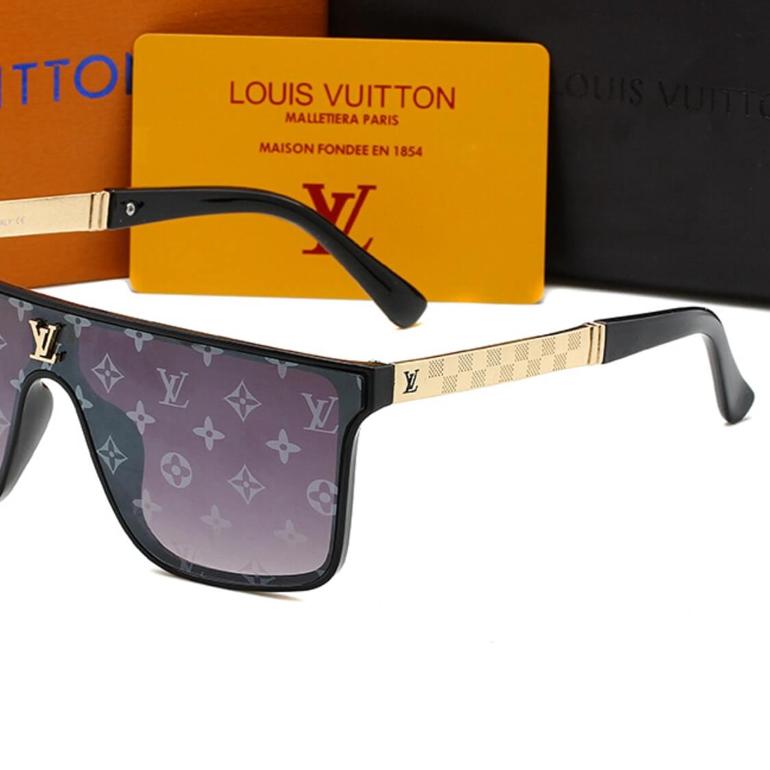 Gold Logo Lense Monogram UV Sunglasses 