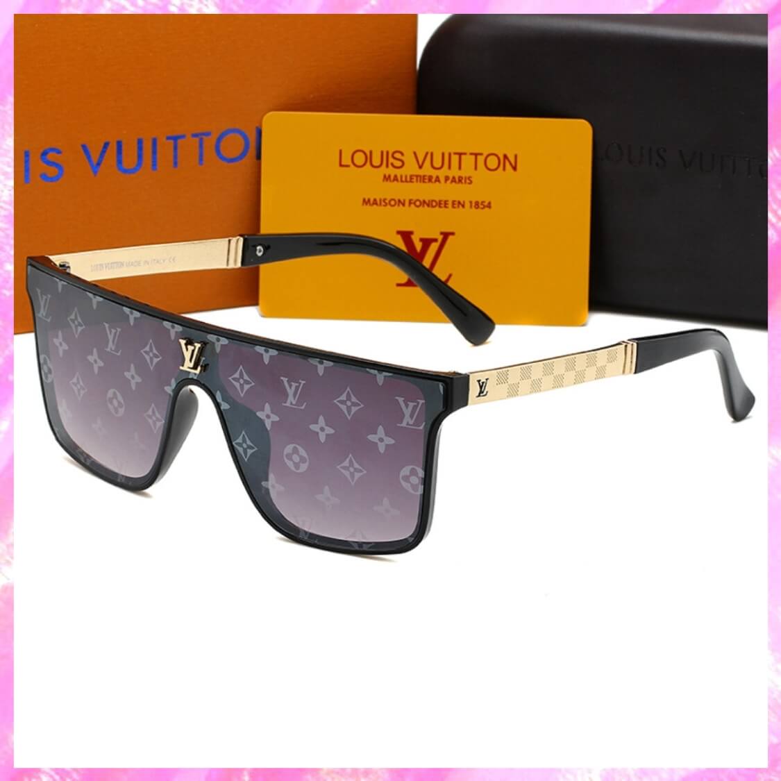 Gold Logo Lense Monogram UV Sunglasses 