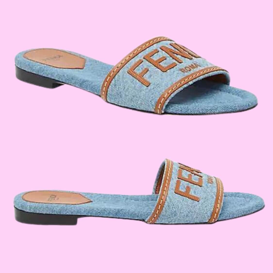 Signature Canvas Leather Logo Slides