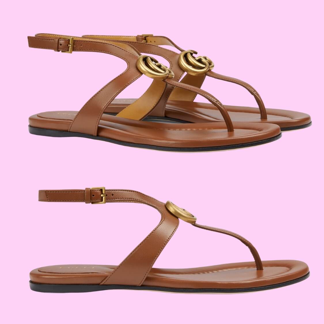 T-Strap Metal Logo Sandals 