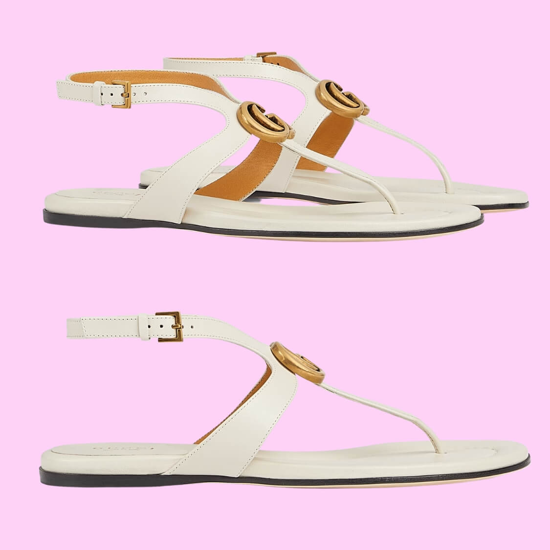 T-Strap Metal Logo Sandals 