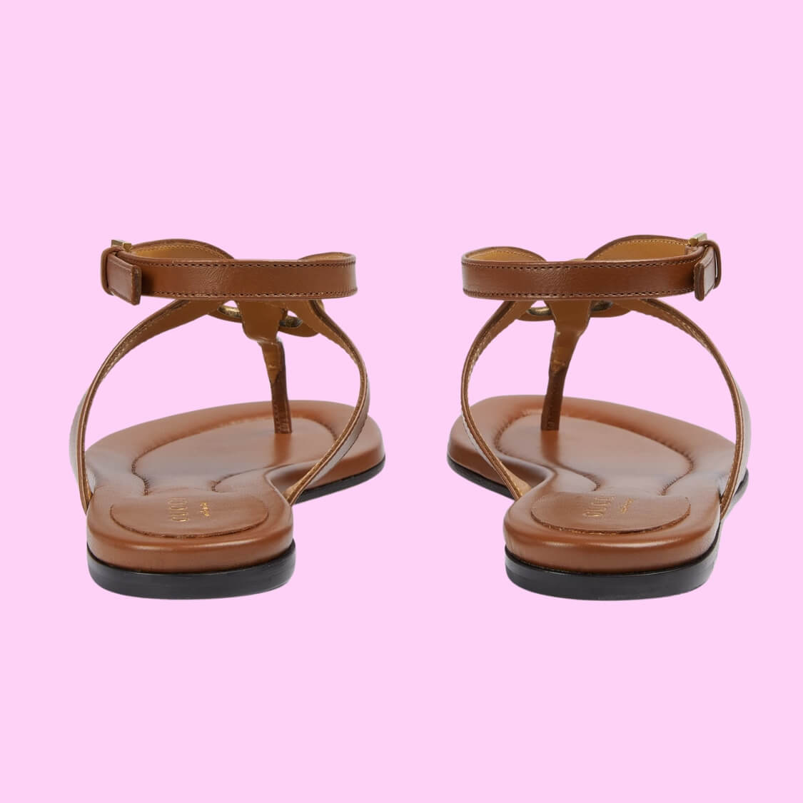 T-Strap Metal Logo Sandals 