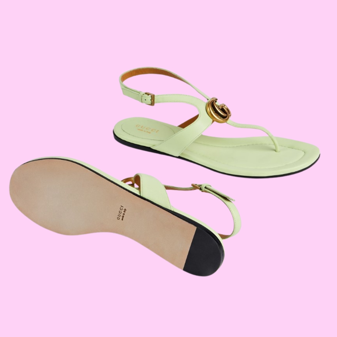 T-Strap Metal Logo Sandals
