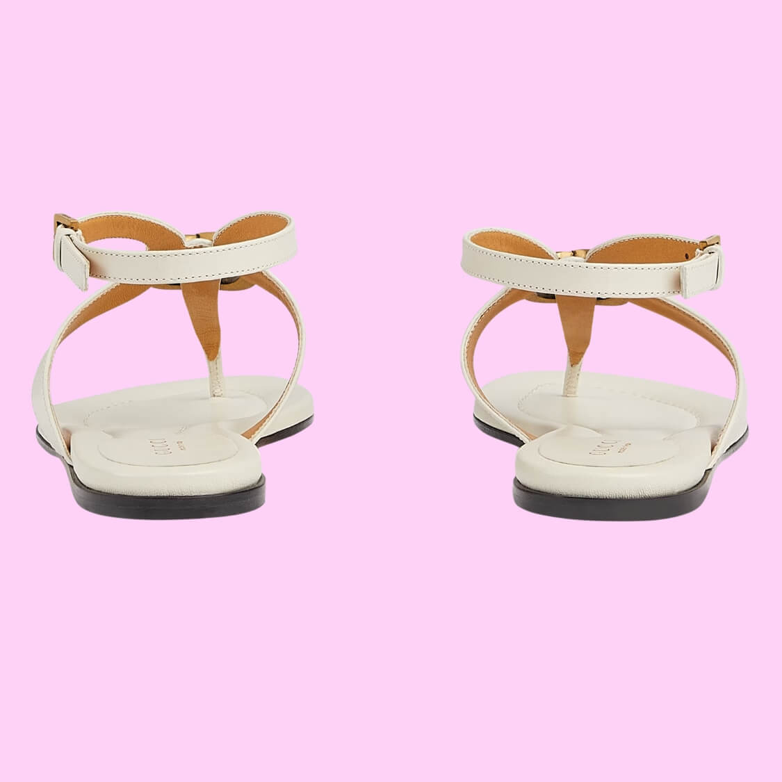 T-Strap Metal Logo Sandals 