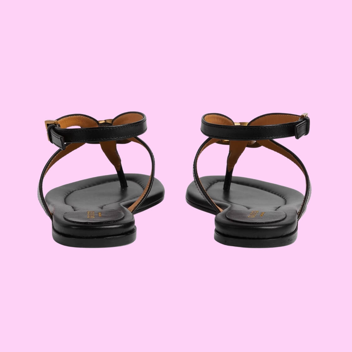 T-Strap Metal Logo Sandals 
